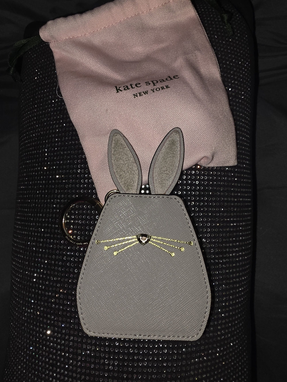 kate spade Gray Bunny Keychain Charm
